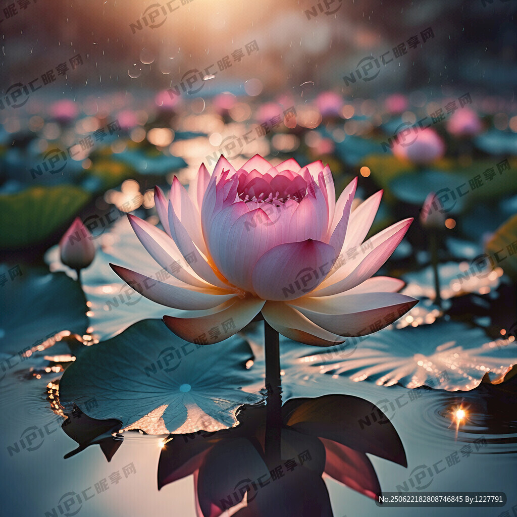 早晨水面上的一朵蓮花 背景明亮