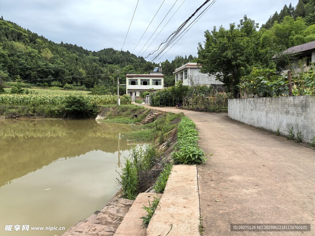 鄉(xiāng)村小道旁的寧?kù)o小河