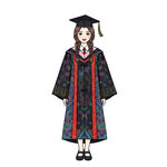 卡通風格學士服女孩形象