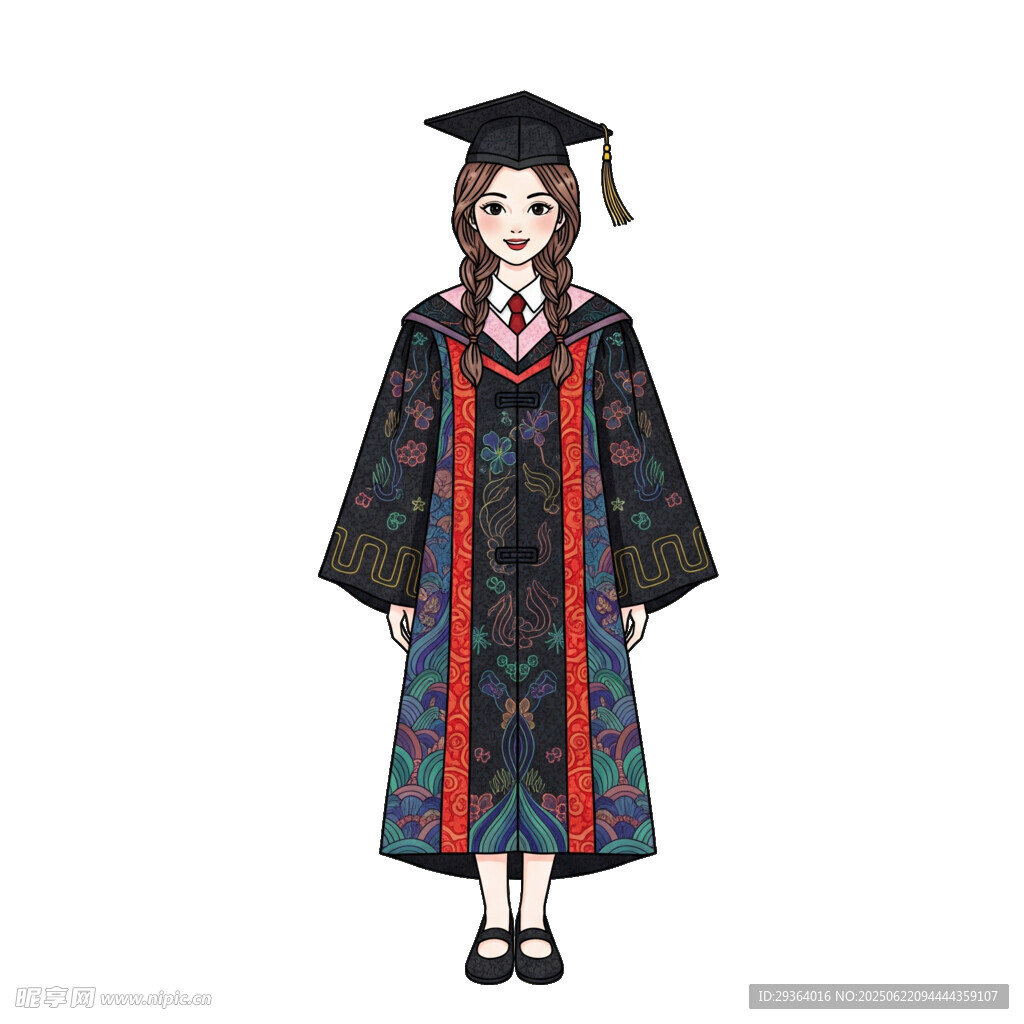 卡通風格學士服女孩形象