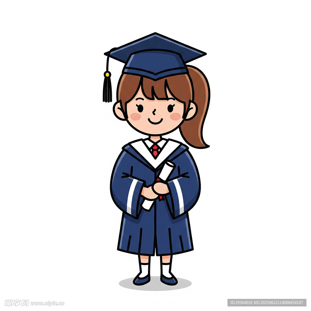 可愛女孩身著學士服畢業