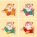 可愛卡通小馬四格插畫