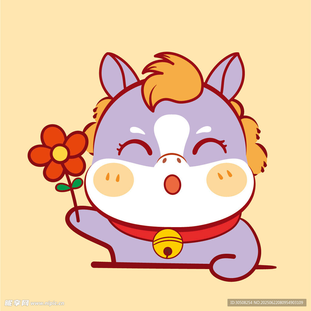 可愛小馬手持花