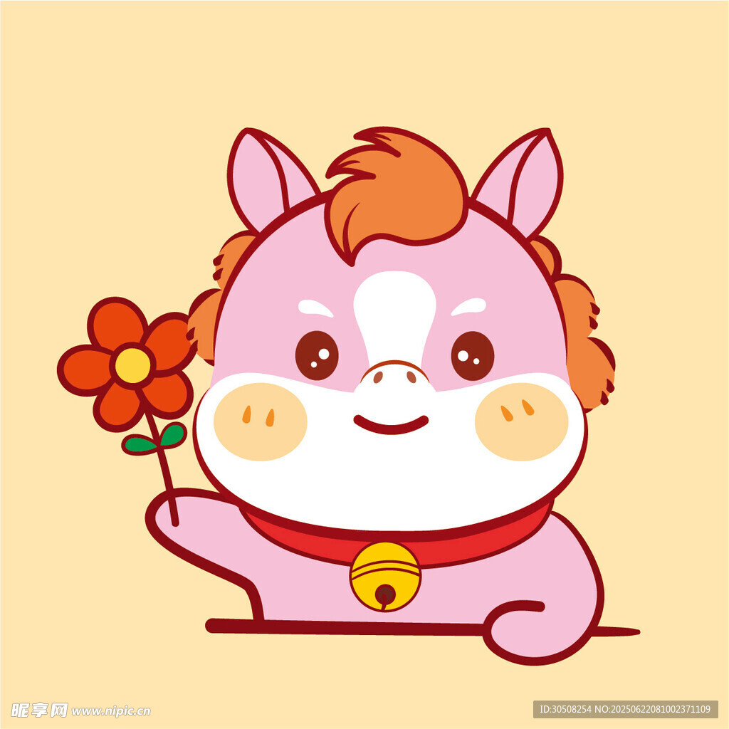可愛小馬手持鮮花