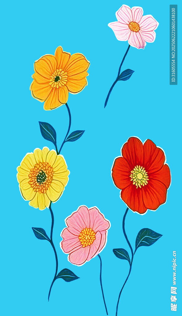 多彩花卉插畫
