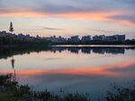 夕陽 湖水