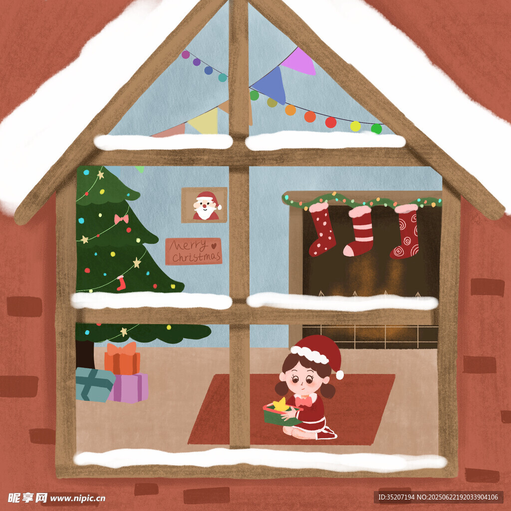 冬日屋內(nèi)的溫馨圣誕景象