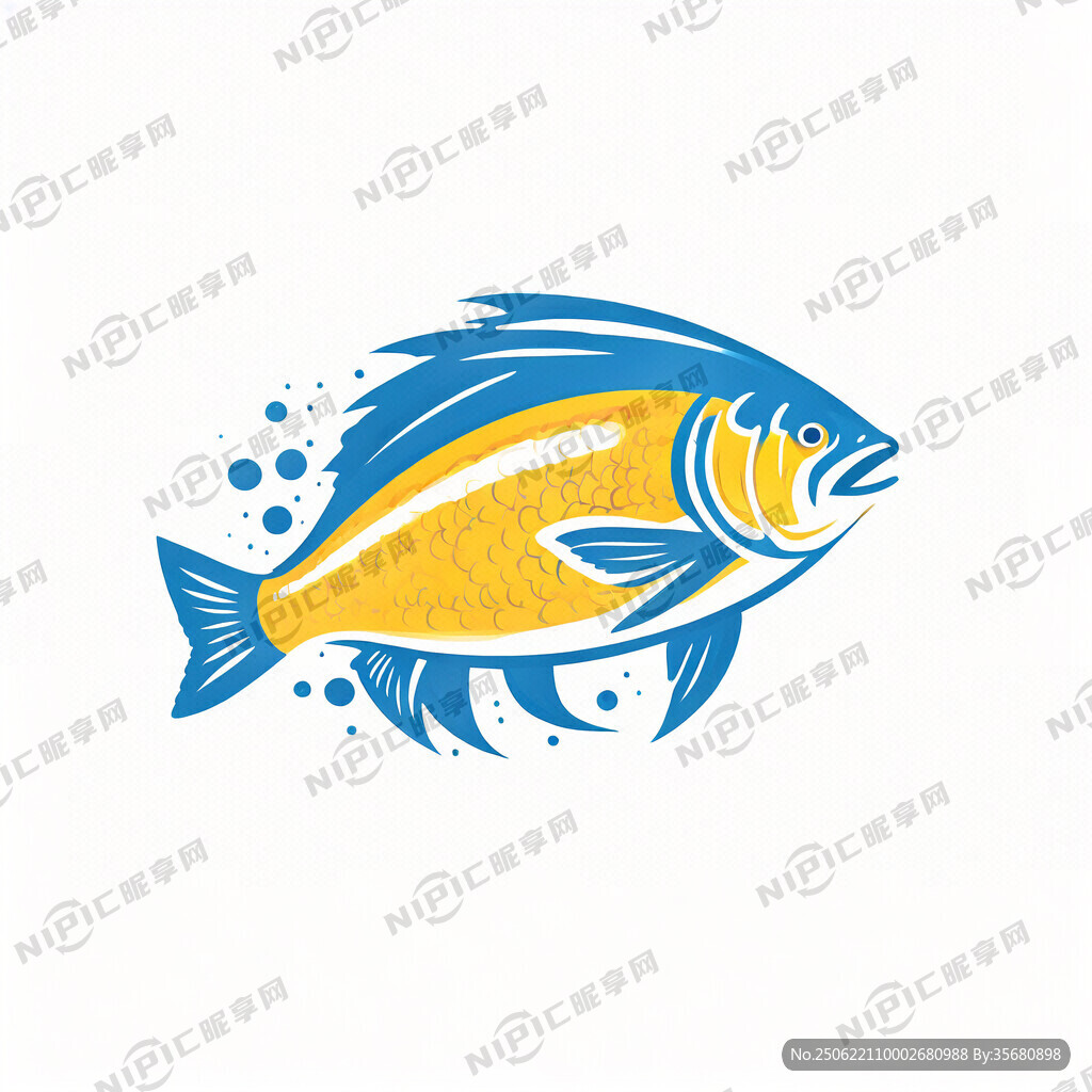 矢量大黃魚海洋科技藍色標志
