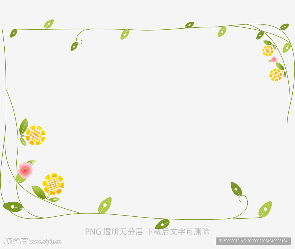 清新花卉藤蔓邊框背景圖