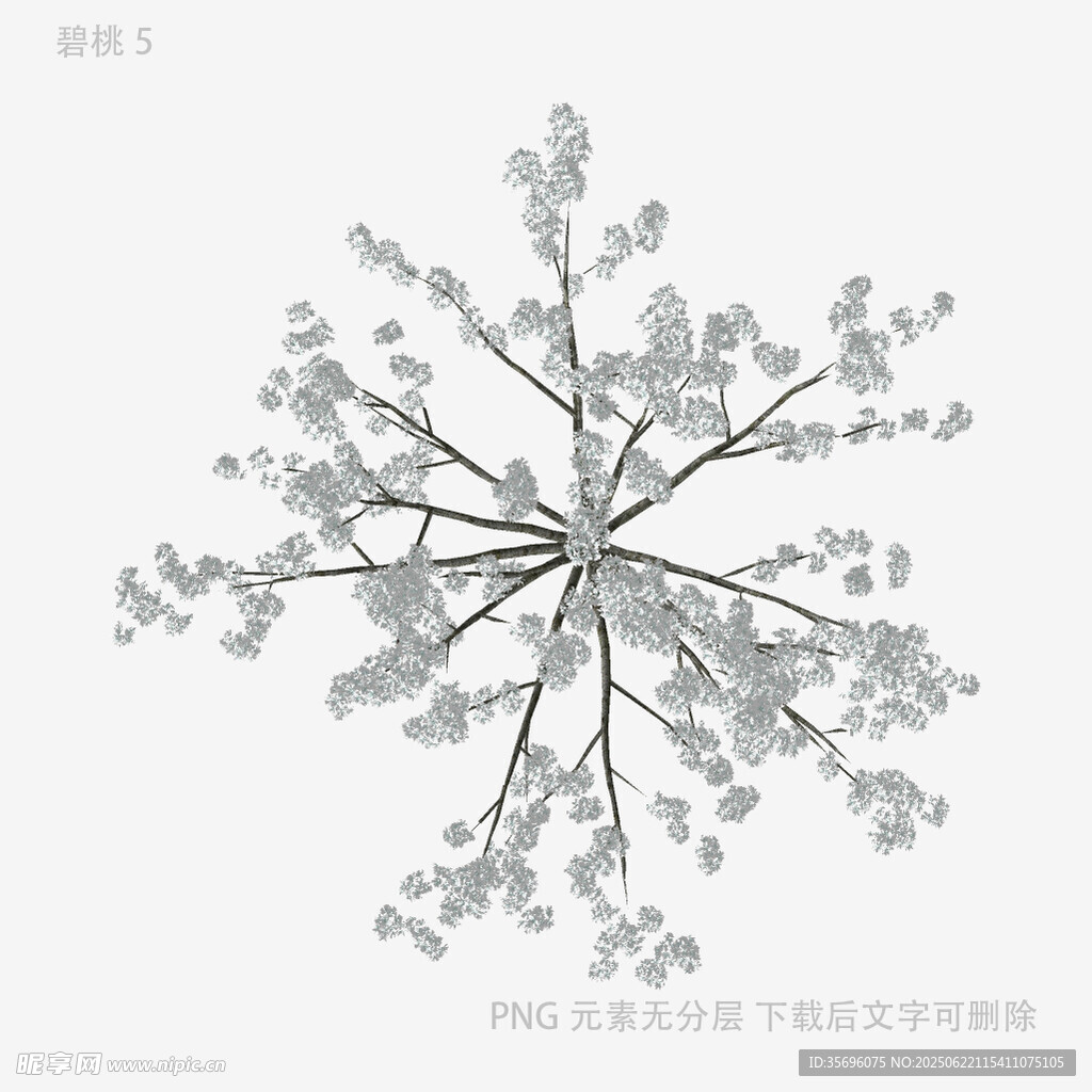 銀白花朵樹枝3D模型