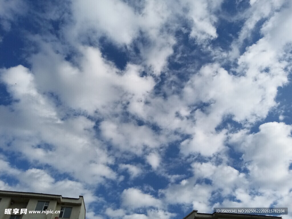 藍天白云下的城市一角