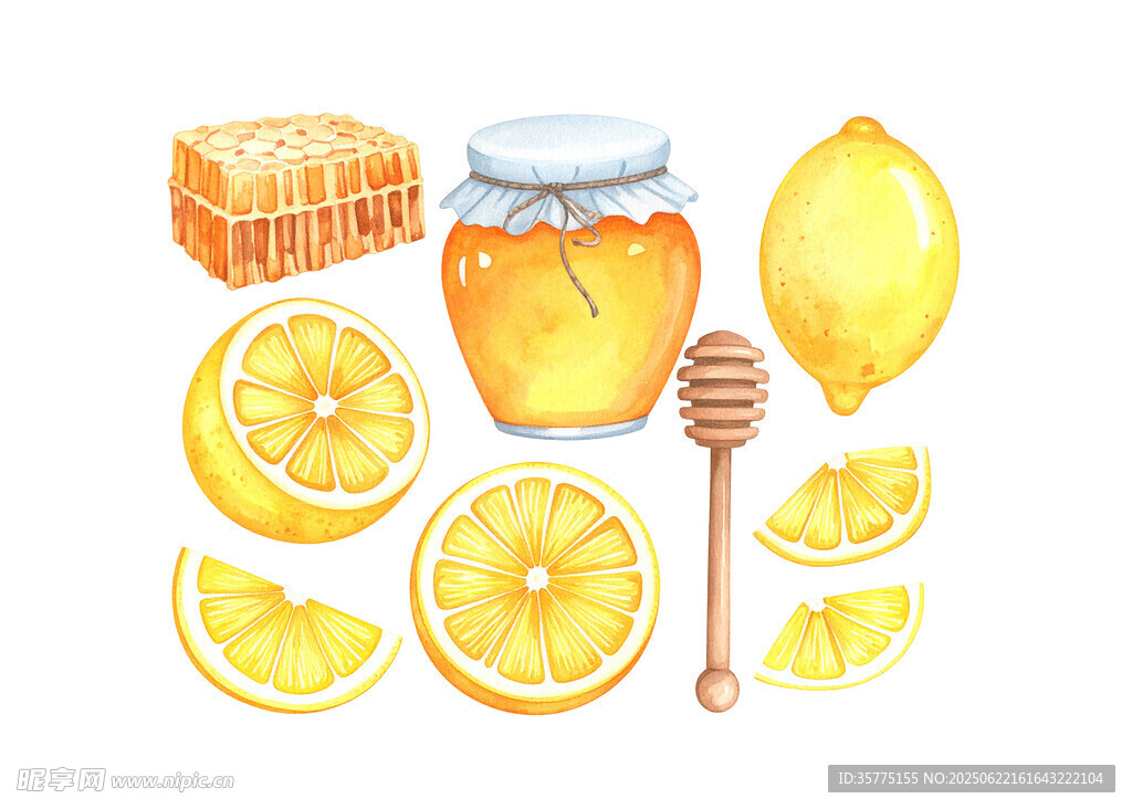 檸檬蜂蜜插畫
