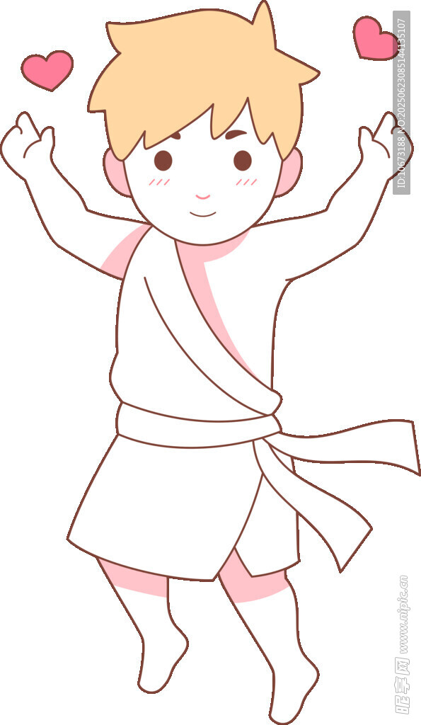 裹浴巾的歡樂(lè)小男孩