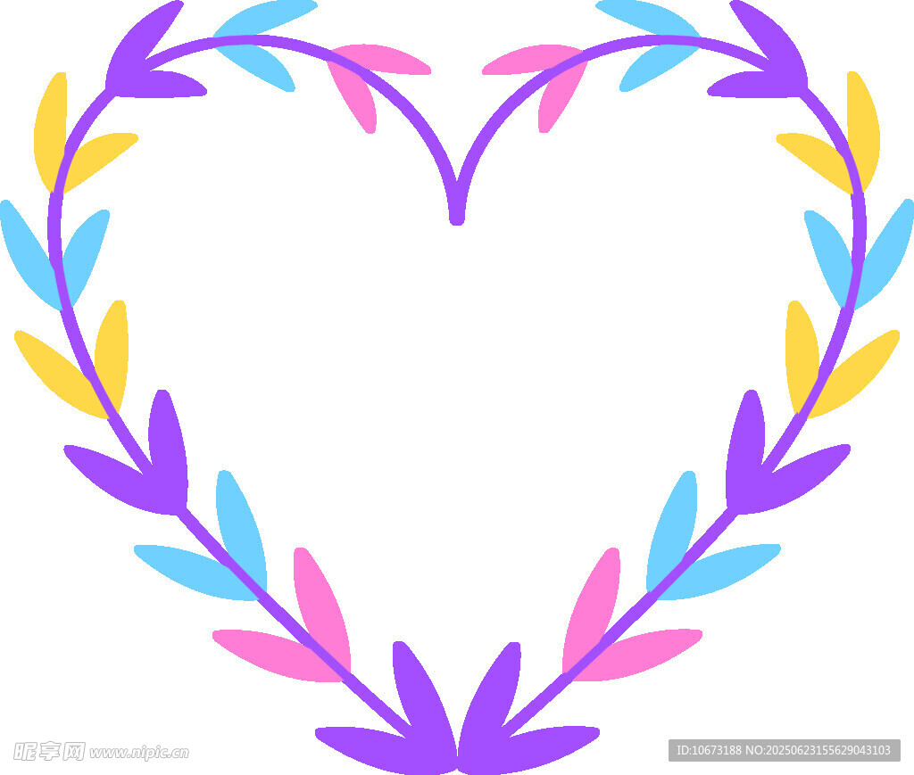 彩色心形花卉邊框圖案
