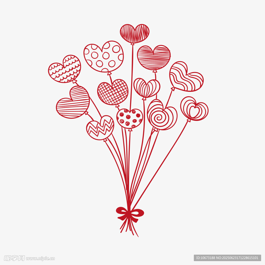 心形氣球花束插畫