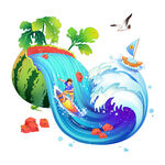 夏日西瓜漂流水上歡樂行