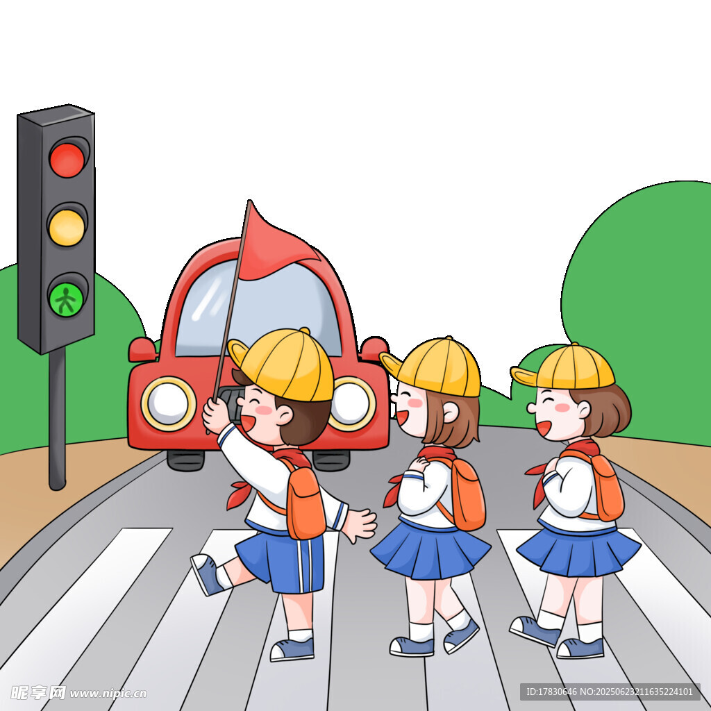 小學(xué)生過馬路場景