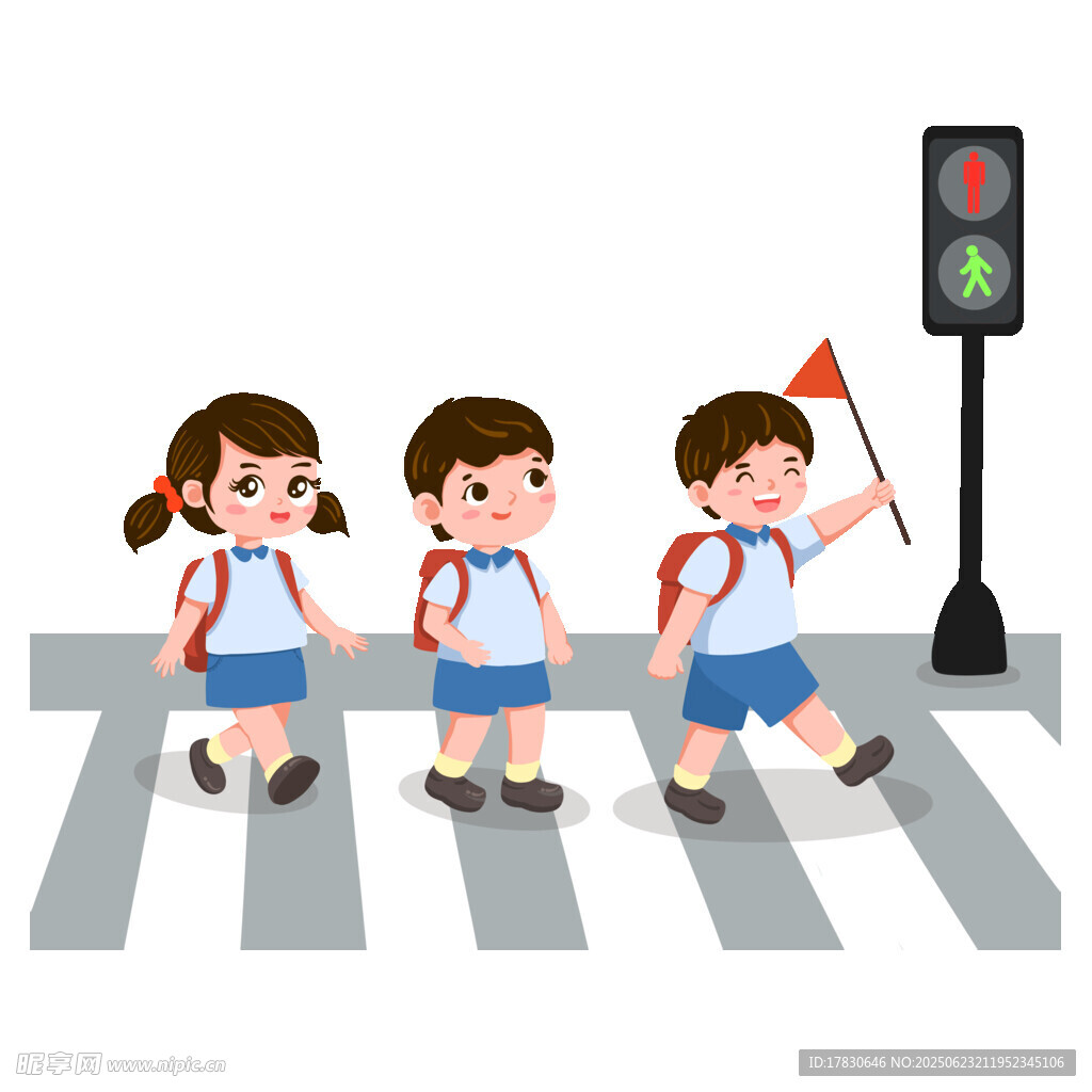 小學生過馬路場景