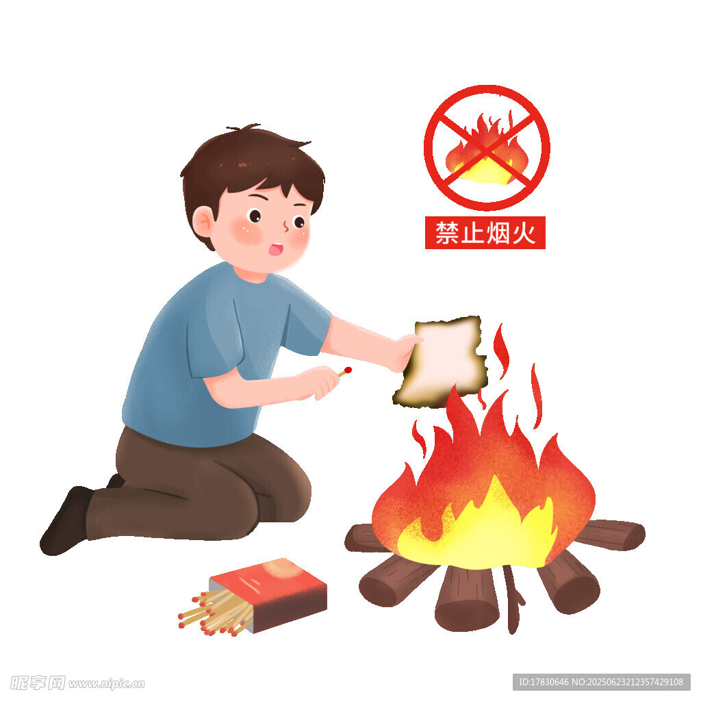 禁止野外生火的警示場景