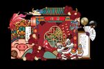 傳統中式喜慶裝飾插畫