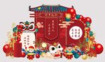 喜慶中式新年裝飾場景