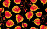 秋季紅葉樹枝無縫圖案 數碼印花