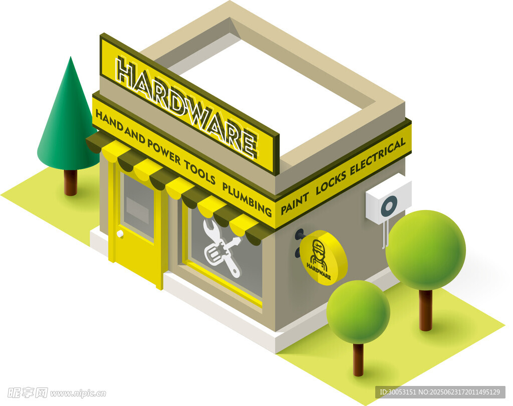藥店建筑等距視圖