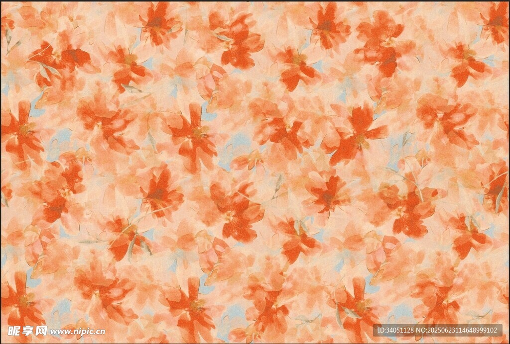 橙色花卉圖案背景紋理