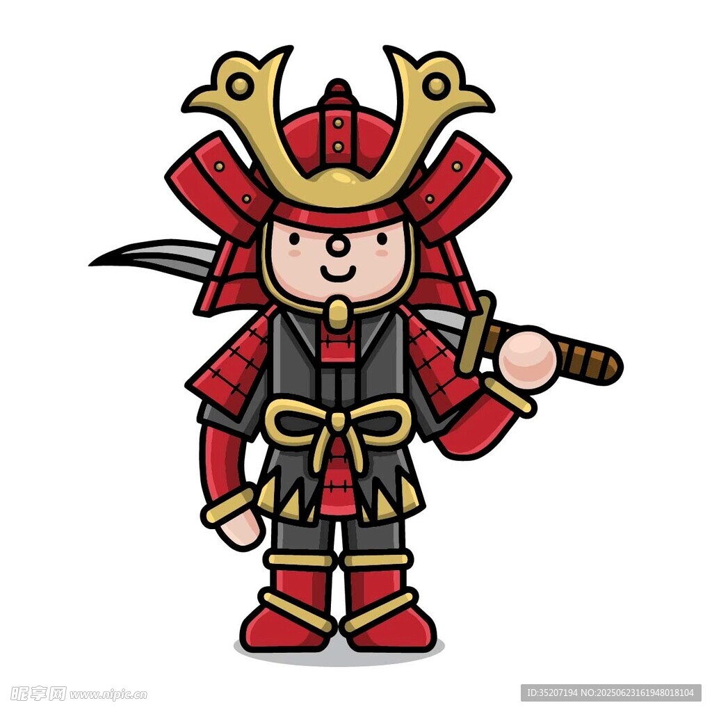 卡通風格日本武士形象