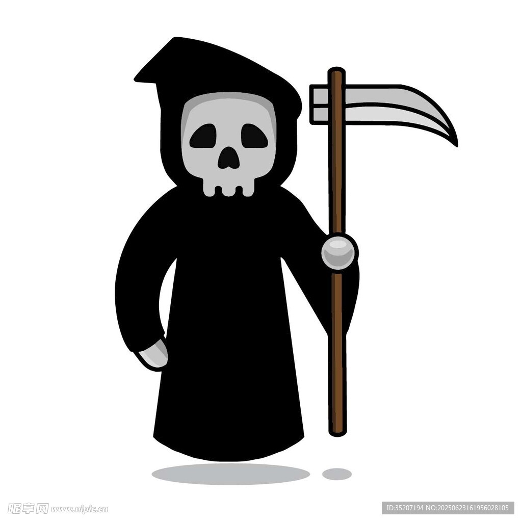 卡通形象死神手持鐮刀
