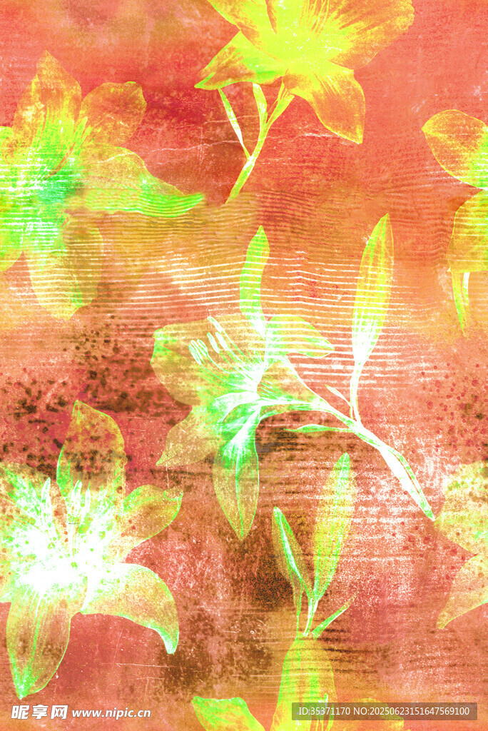 夢幻色彩花卉抽象圖案