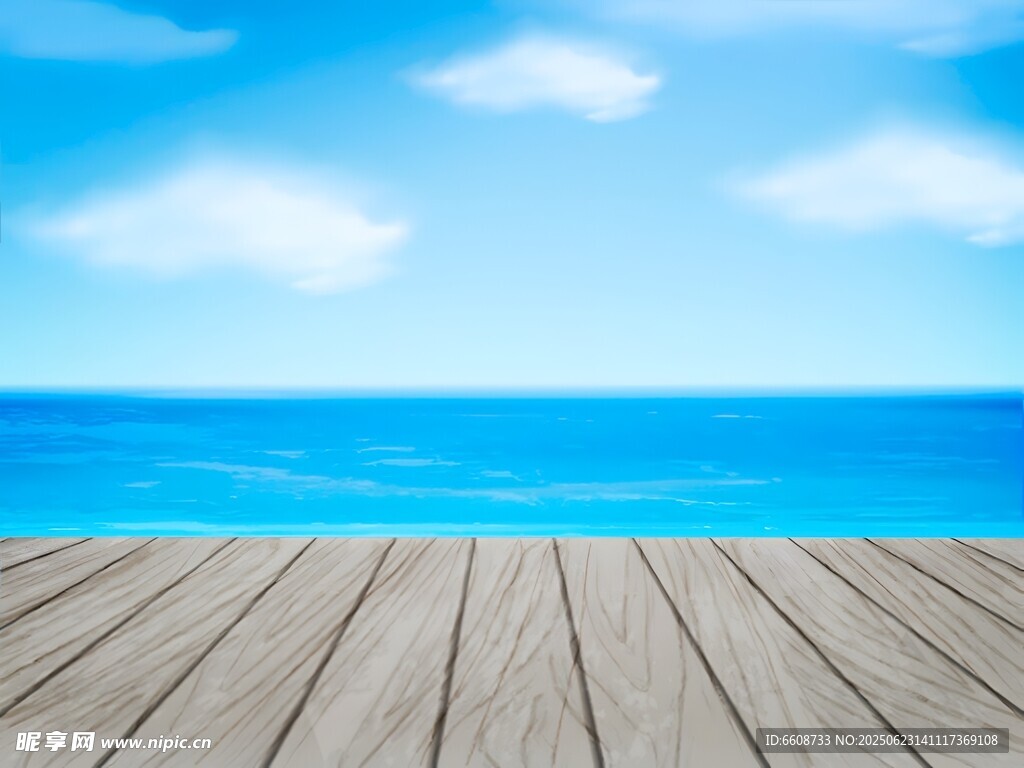海邊木質平臺藍天海景