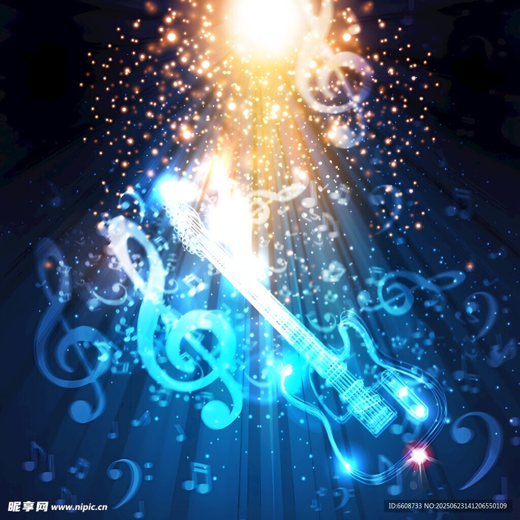 夢幻炫光音樂元素背景圖