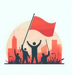 高舉紅旗的人群
