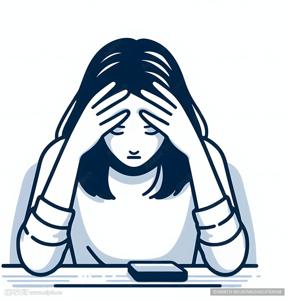 疲憊女孩伏案顯焦慮