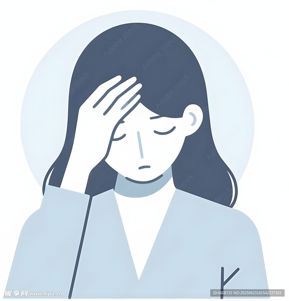 疲憊女性單手扶額顯苦惱