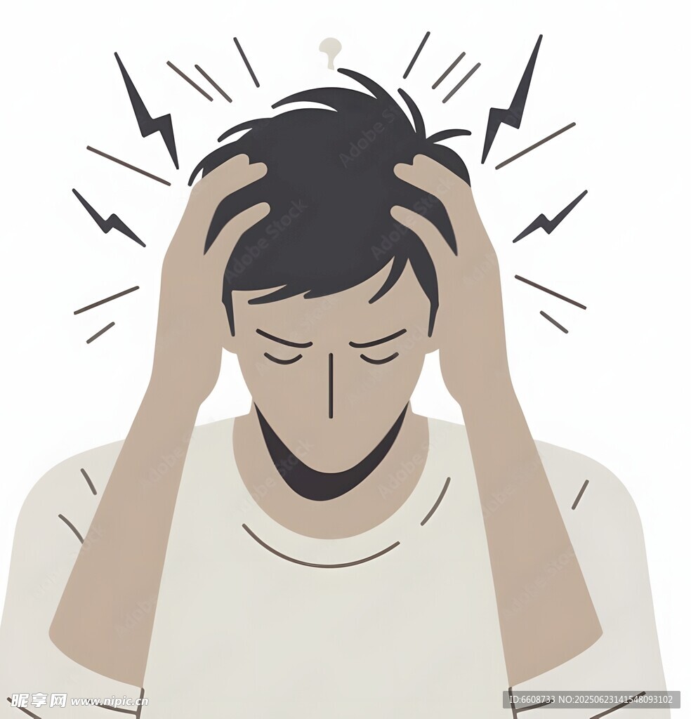 男子雙手抱頭顯焦慮