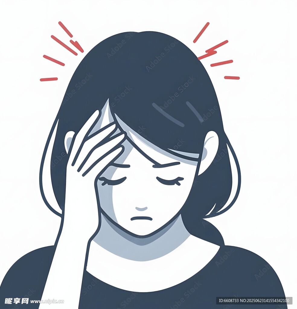疲憊女性盡顯頭疼困擾
