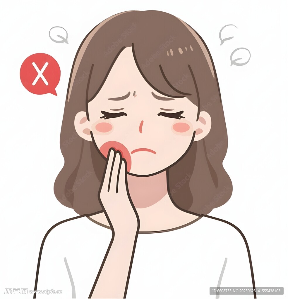 女孩因牙疼面露痛苦