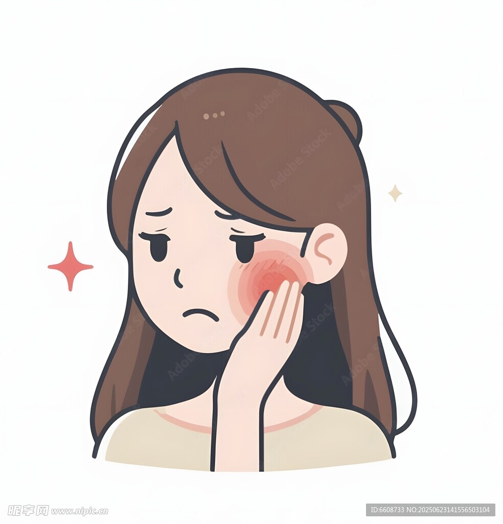 女孩臉頰泛紅顯不適