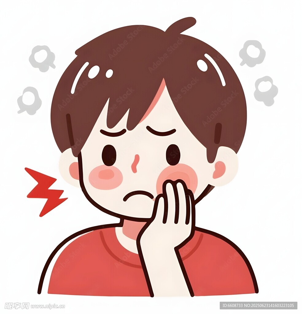 男孩牙痛表情苦惱