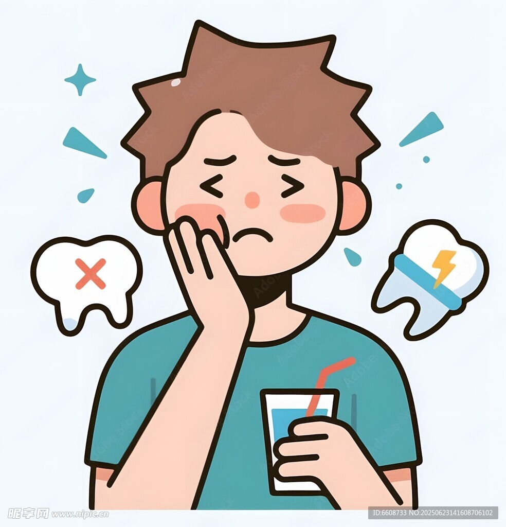 男孩牙痛表情苦惱