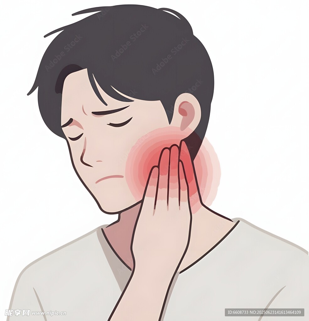 男子捂腮顯牙痛