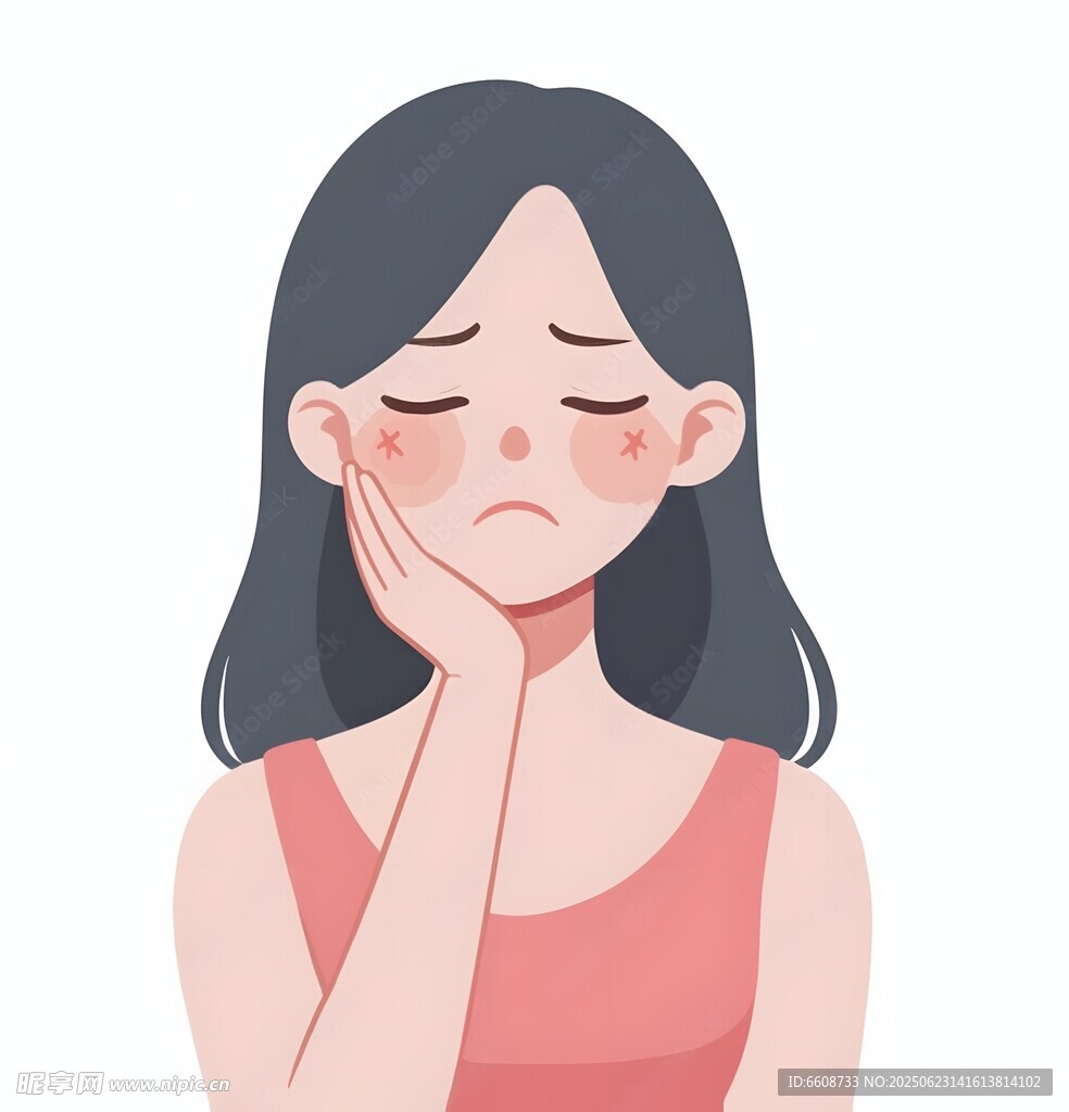 疲憊女孩單手托腮顯倦怠
