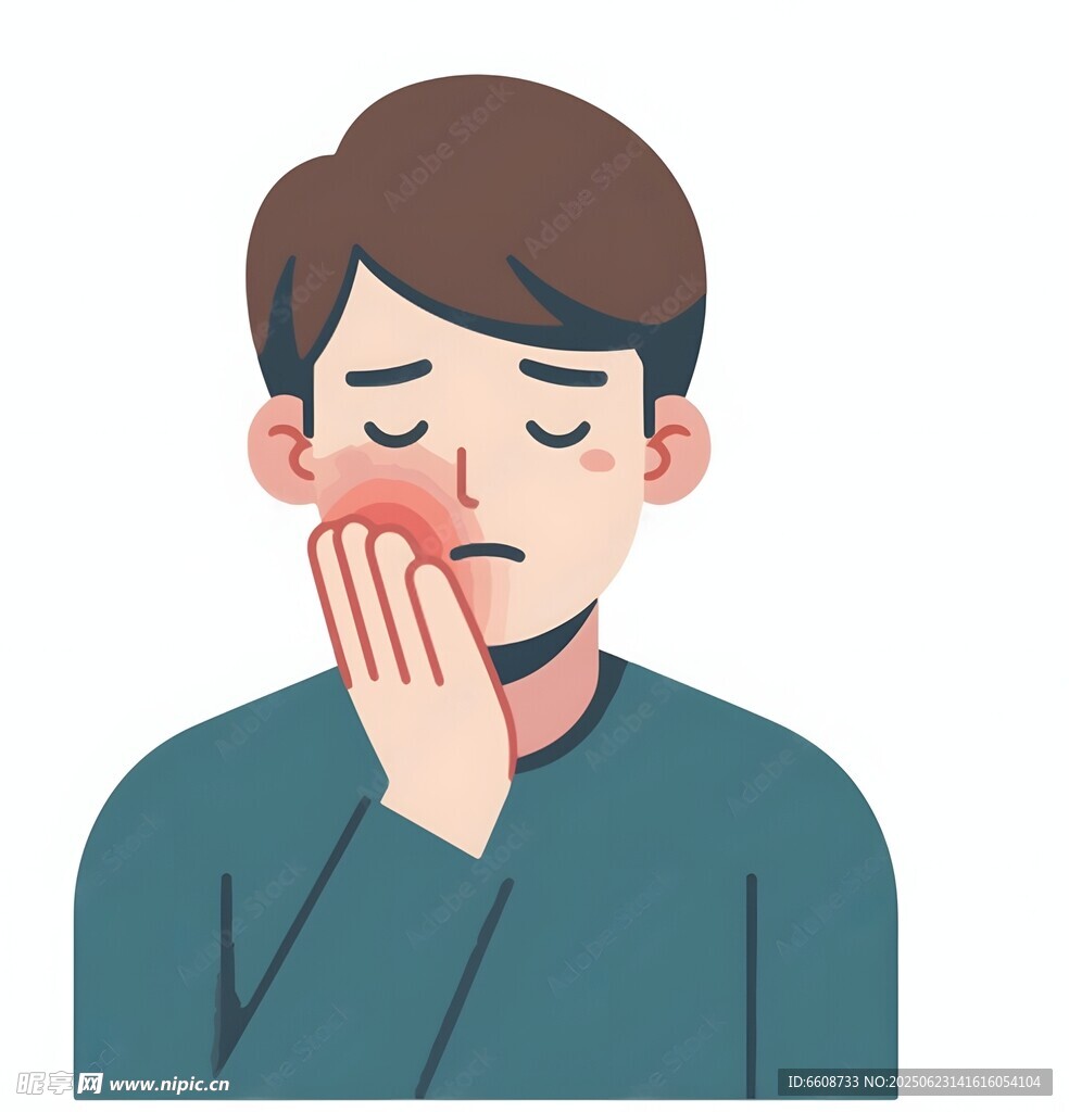 男子牙痛捂嘴表情痛苦