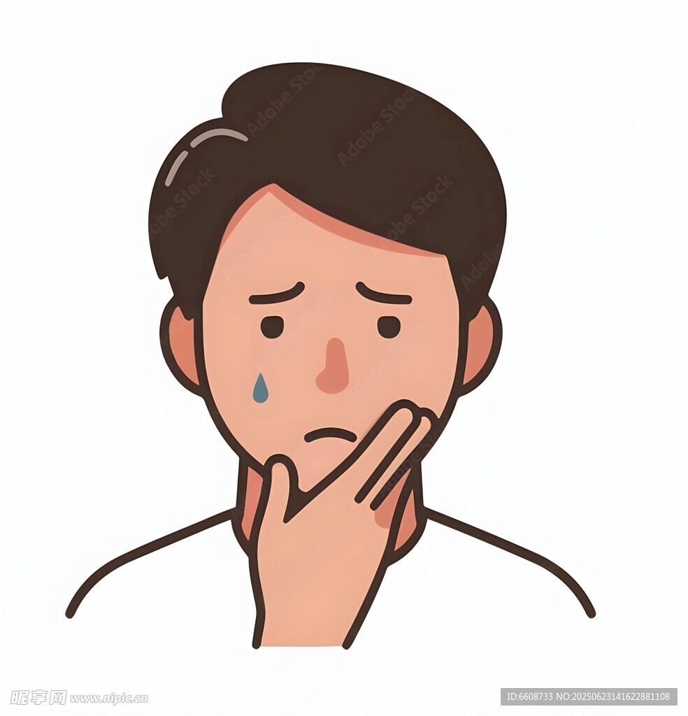 苦惱男子單手托腮顯愁容