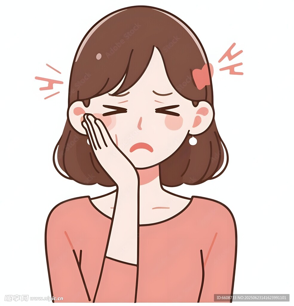 女孩單手托腮顯苦惱