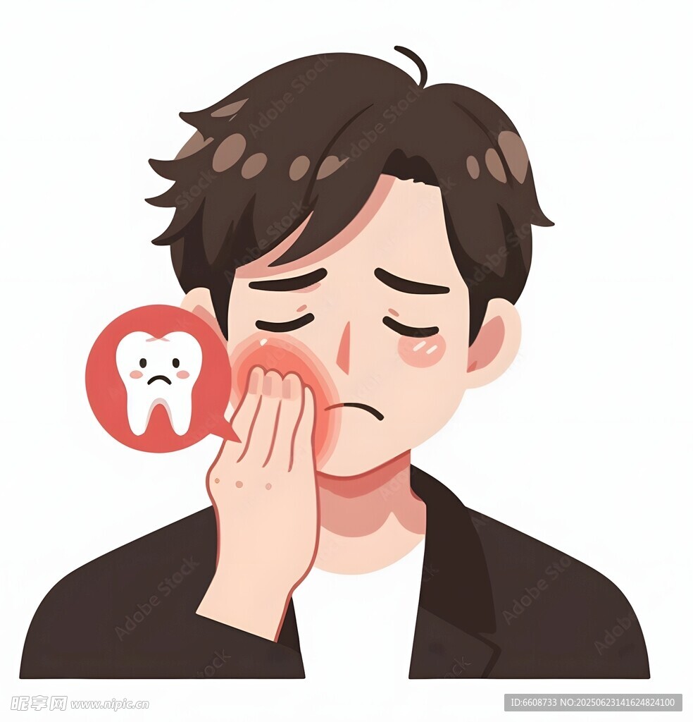 男子因牙痛露出痛苦表情