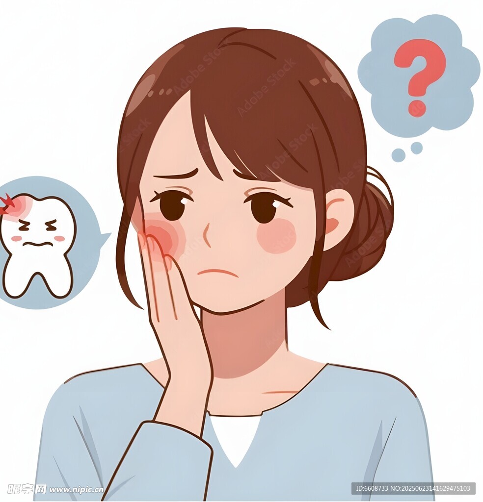 女孩因牙齒問題面露愁容