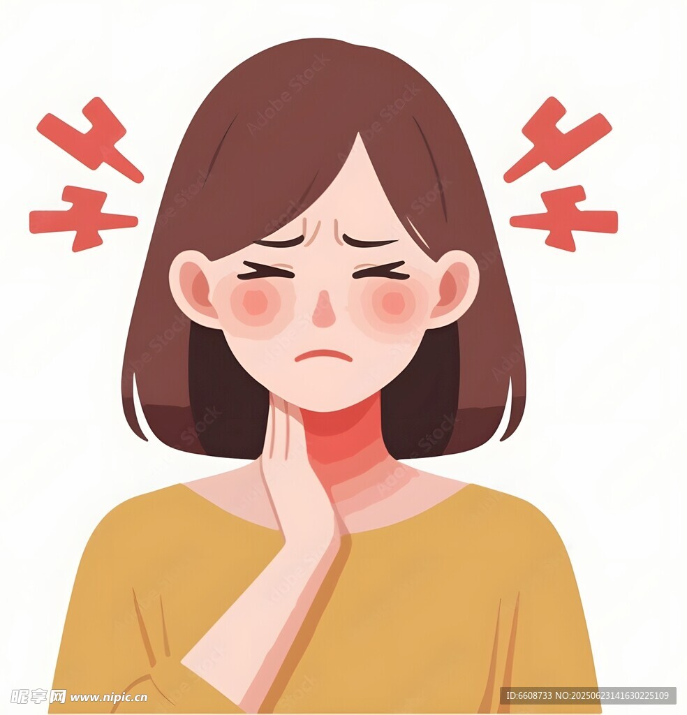 女孩咽喉疼痛顯難受